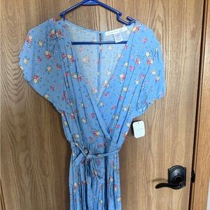 Altar D State Light Blue Floral Wrap Romper
